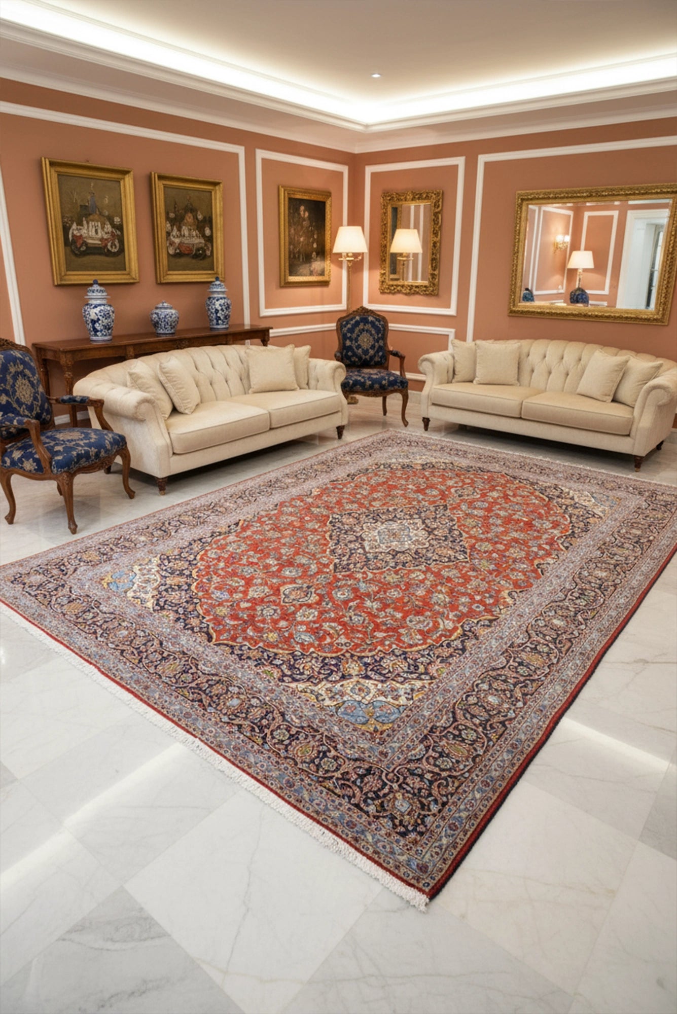 Kashan - Persian Hand Knotted Rug - 385x295 cms