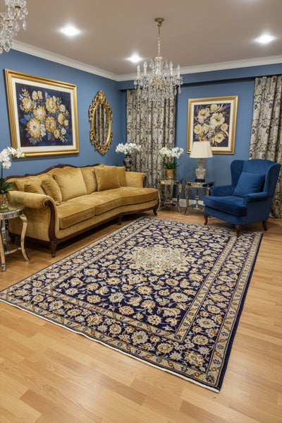 Kashan - Medallion Hand-Knotted Rug 220x132cm