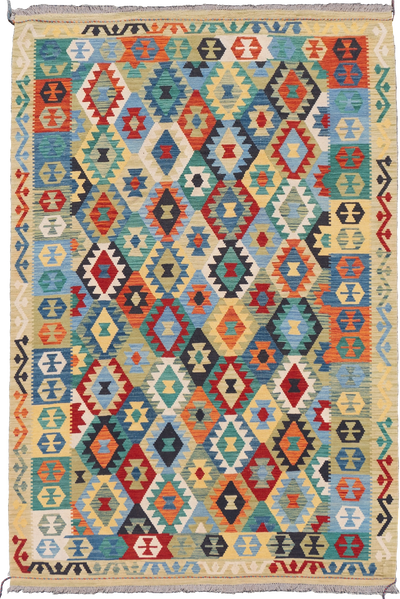 Afghan Kilim Zari Hand Knotted Wool Rug - 305x198 cm