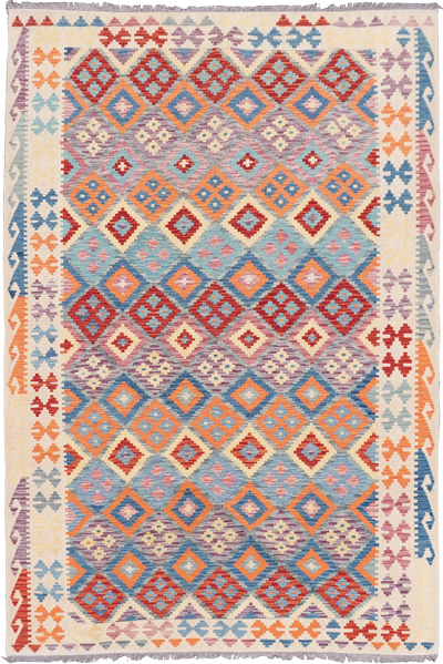 Afghan Kilim Zari Hand Knotted Wool Rug - 308x205 cm