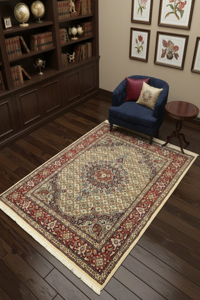 Moud Medallion Hand Knotted Wool & Silk  146x96 cm