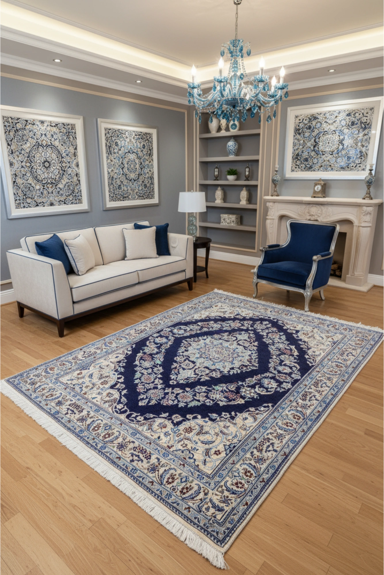 Nain Hand Knotted Wool & Silk Rug | 170x130cm