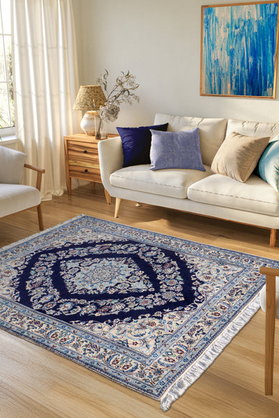 Nain Hand Knotted Wool & Silk Rug | 170x130cm