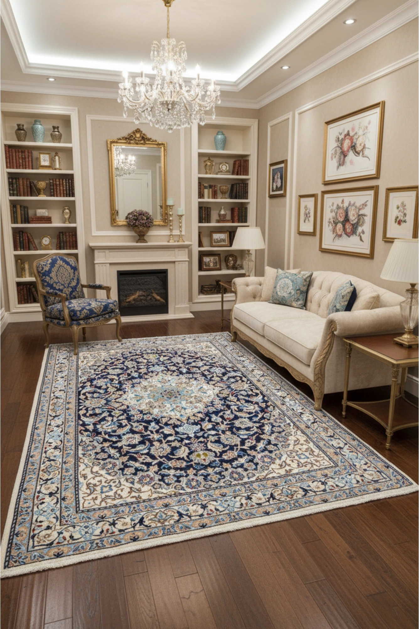 Nain Hand Knotted Wool & Silk Rug | 175x115cm