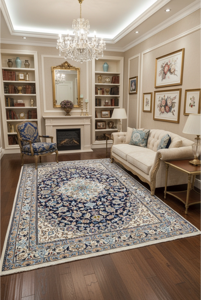 Nain Hand Knotted Wool & Silk Rug | 175x115cm