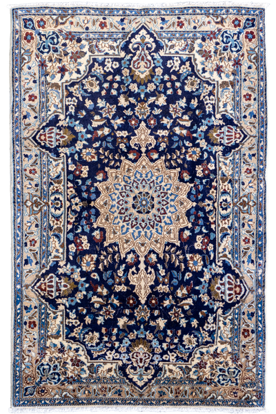 Nain Hand Knotted Wool & Silk Rug | 195x120cm