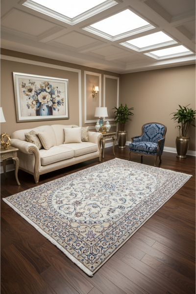 Nain Hand Knotted Wool & Silk Rug | 200x126cm