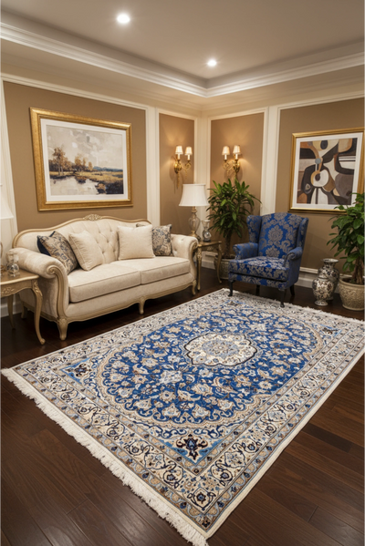 Nain Hand Knotted Wool & Silk Rug | 200x127cm