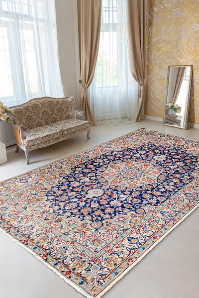 Nain Hand Knotted Wool & Silk Rug | 220x130cm