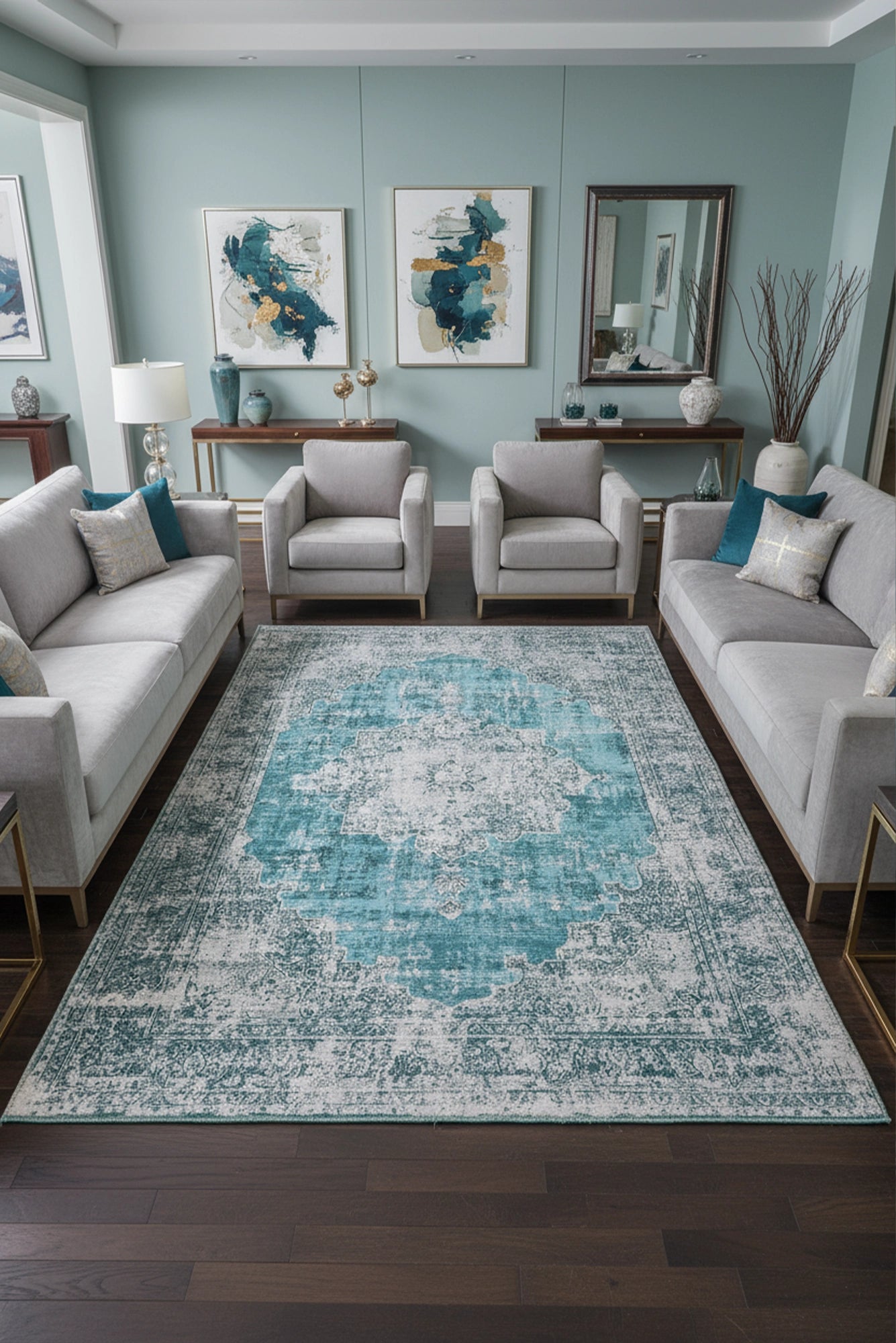 New Jersey Distressed Rug - 121 Blue