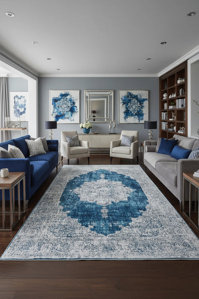 New Jersey Distressed Rug - 123 Blue