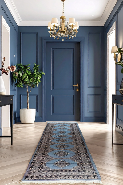 Bukhara - Hand Knotted  Wool Hallway Runner Rug 341X81 cm