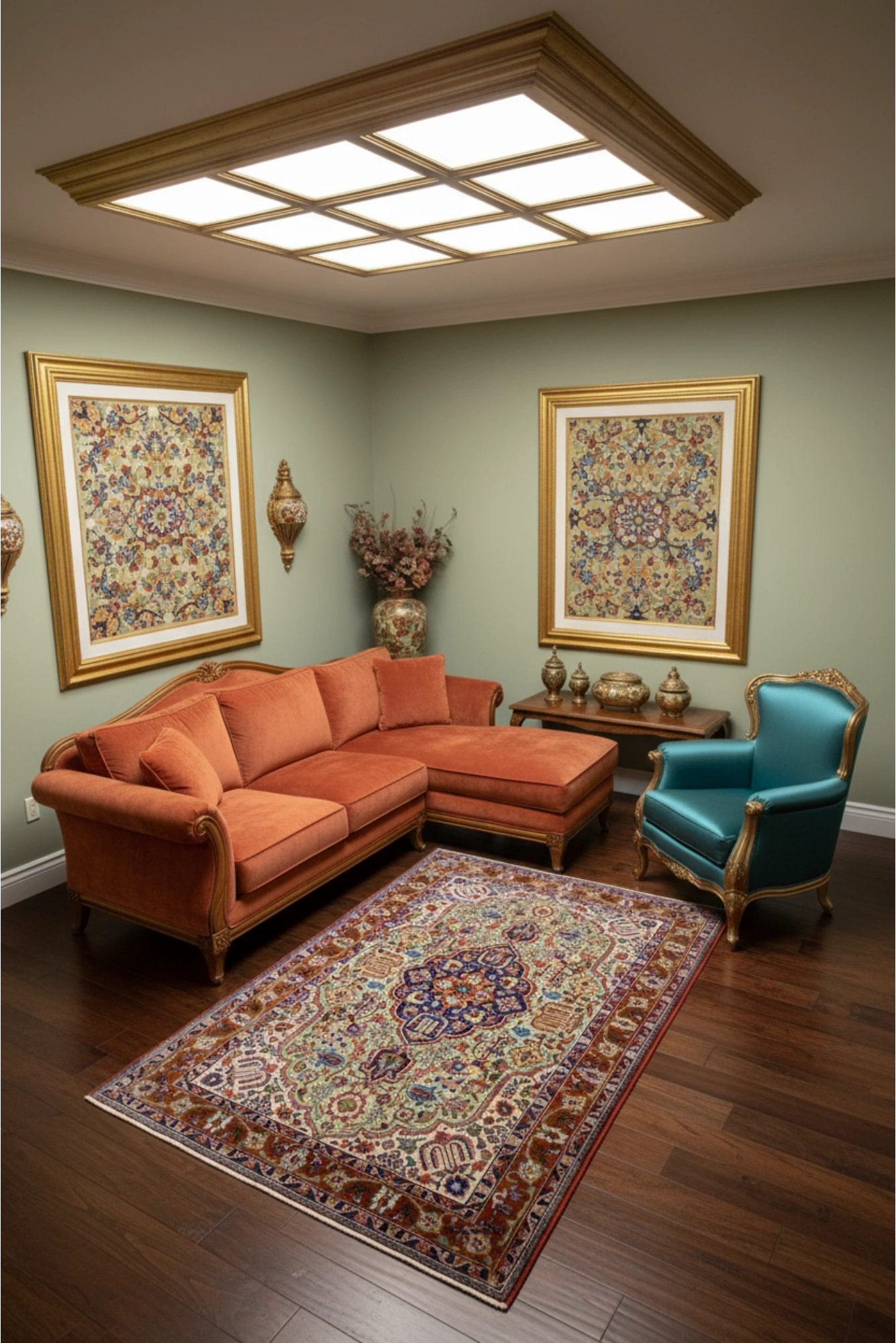 Tabriz Medallion Hand Knotted Wool & Silk Rug - 145x97 cm