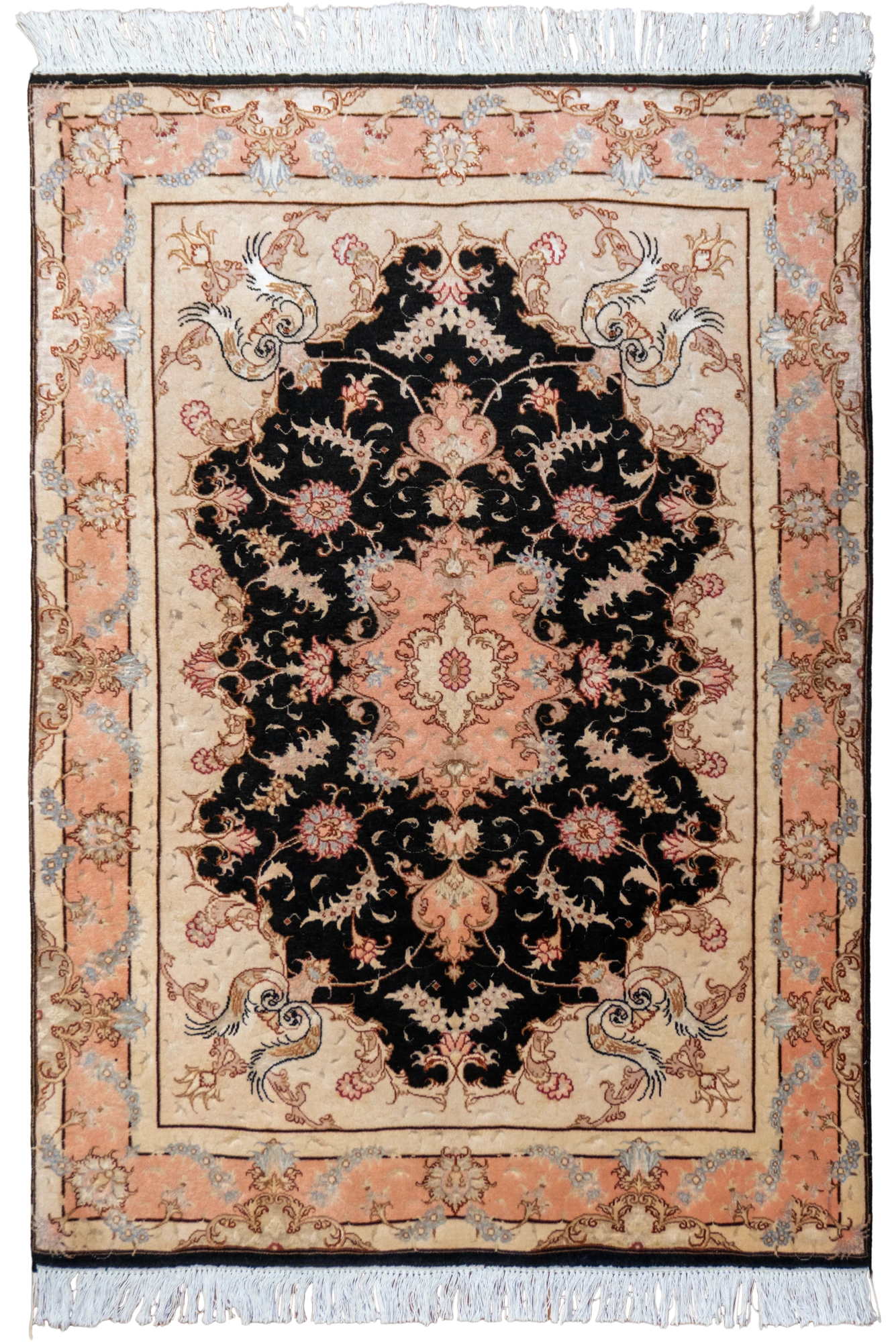 Tabriz Medallion Hand Knotted Wool & Silk Rug - 142x100 cm