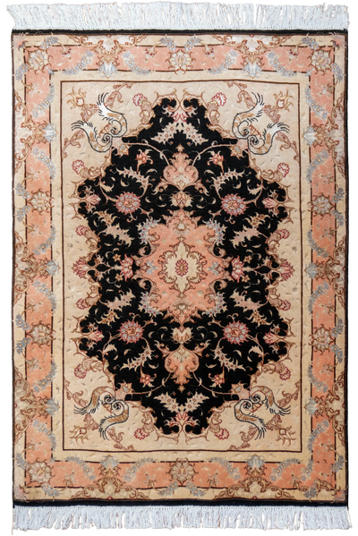 Tabriz Medallion Hand Knotted Wool & Silk Rug - 142x100 cm