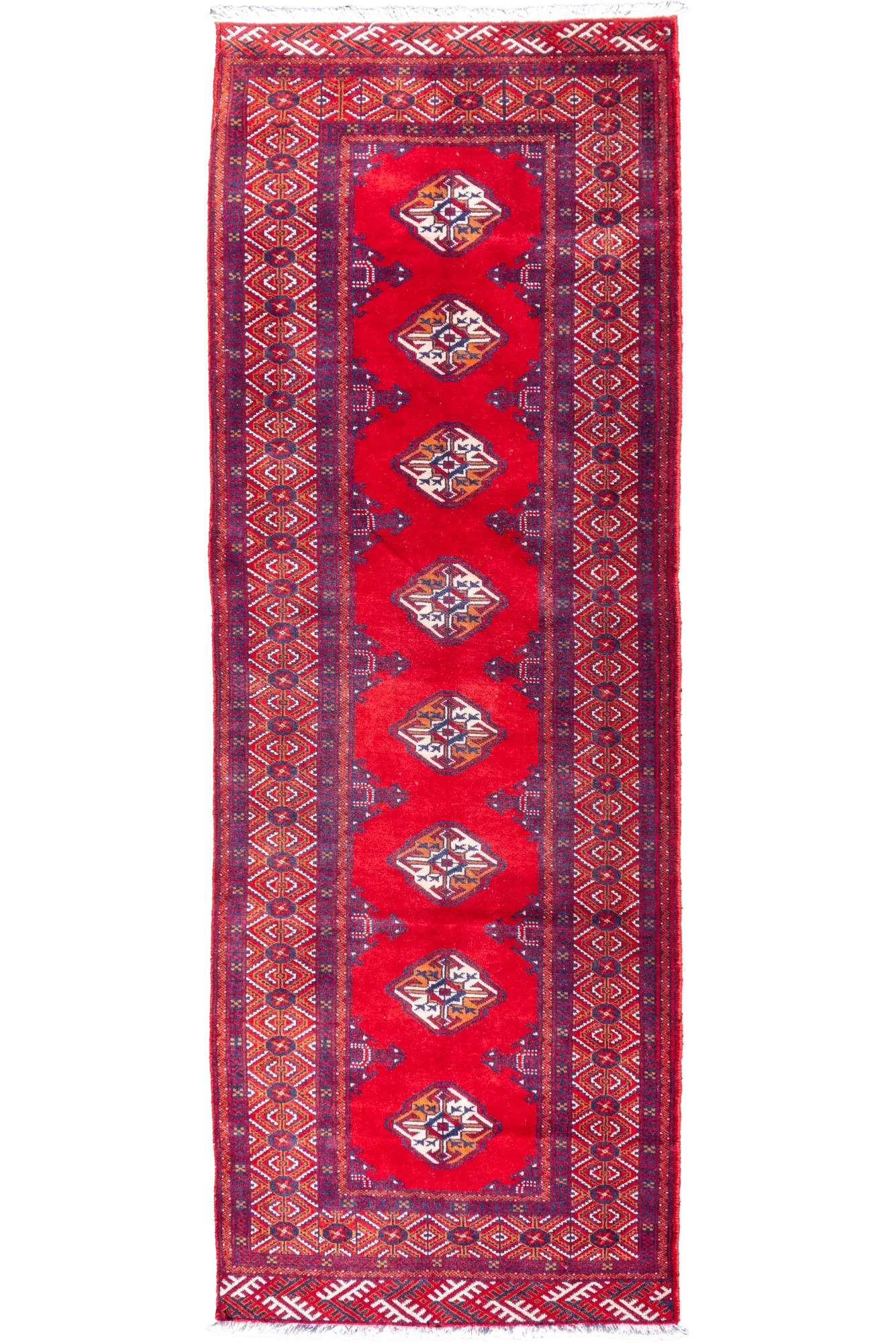 Torkoman hand knotted wool 288x100cms