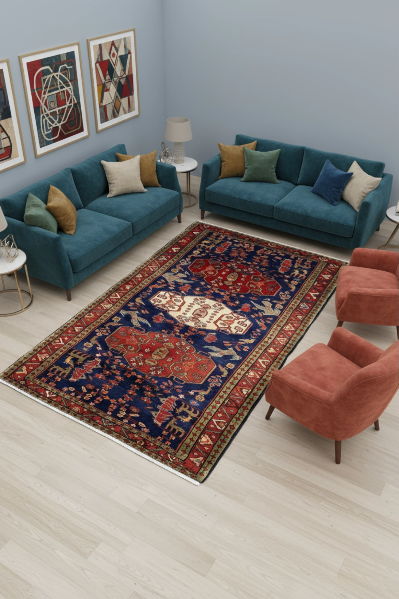 Heriz Hand Knotted Wool Rug - 300x150cm