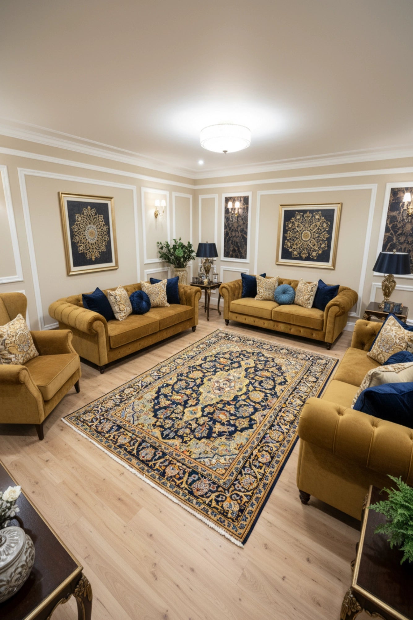 Kashan Hand-Knotted wool Rug - 210x130cm