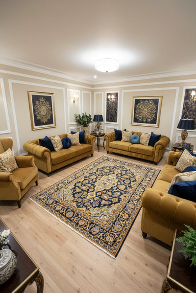 Kashan Hand-Knotted wool Rug - 210x130cm