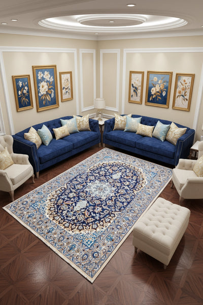 Nain Hand Knotted Wool & Silk Rug | 255x150 cm