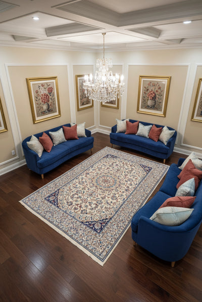 Nain Hand Knotted Wool & Silk Rug | 255X155 cm