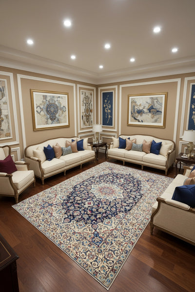 Nain Hand Knotted Wool & Silk Rug | 260x163 cm