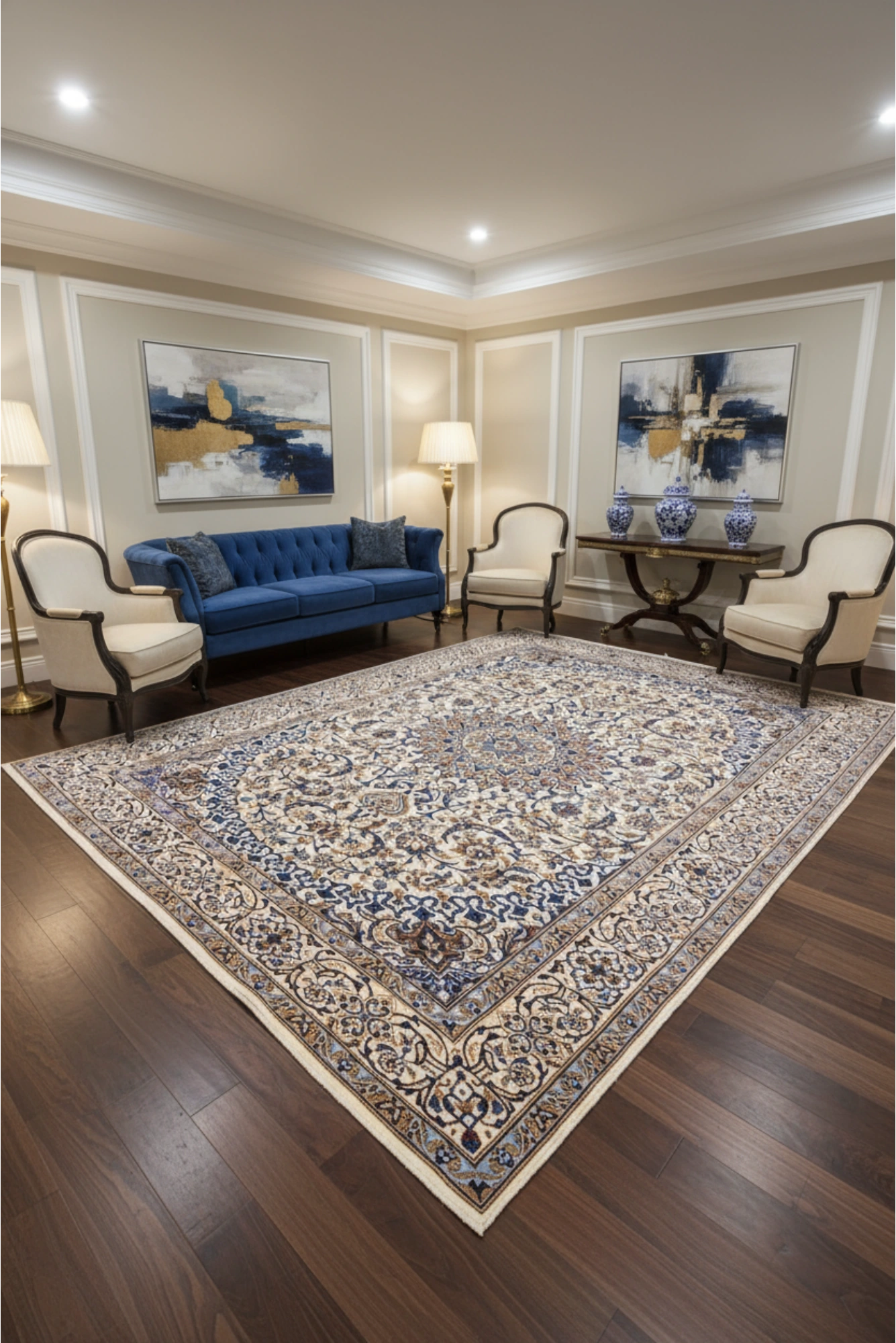 Nain Hand Knotted Wool & Silk Rug | 300x195 cms