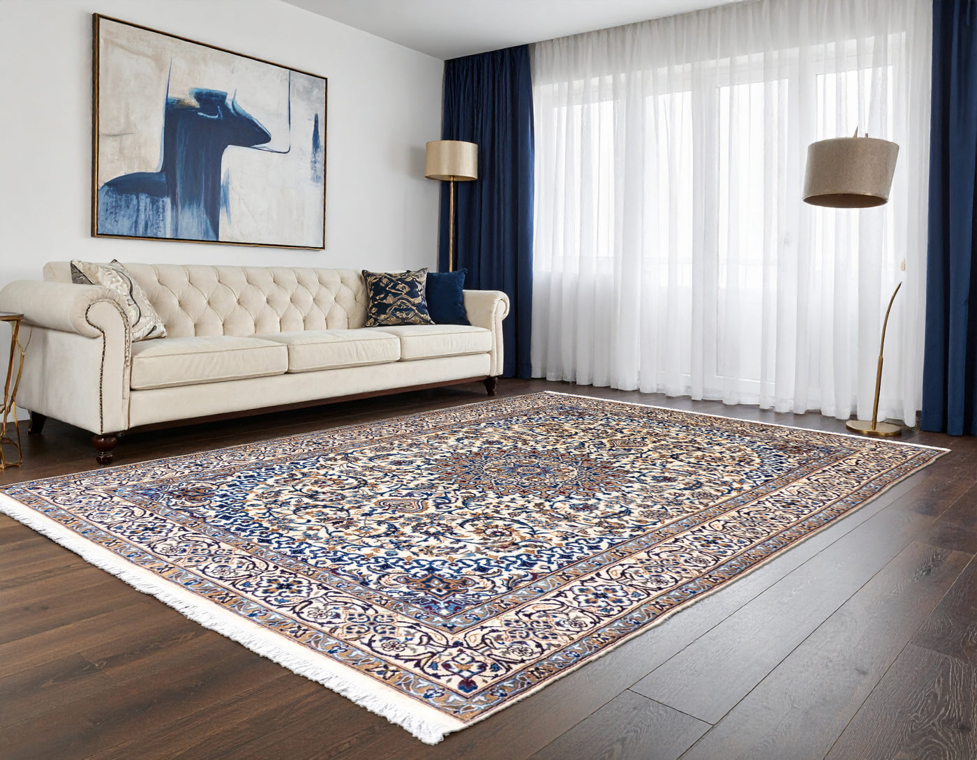 Nain Hand Knotted Wool & Silk Rug | 300x195 cms