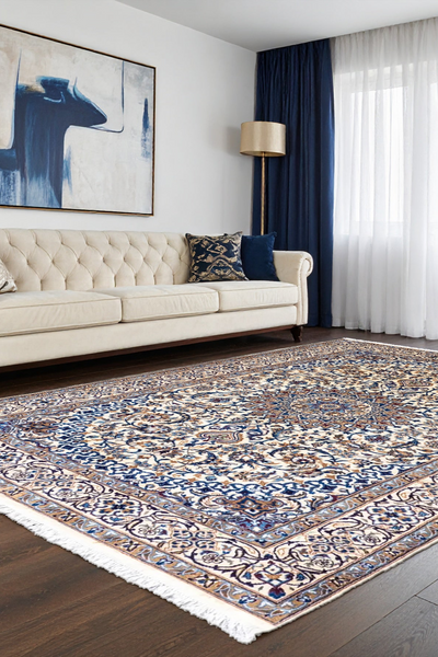 Nain Hand Knotted Wool & Silk Rug | 300x195 cms