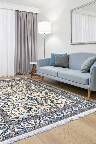 Nain Hand Knotted Wool & Silk Rug | 300x200 cms
