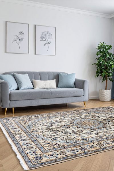 Nain Hand Knotted Wool & Silk Rug | 302x200 cms