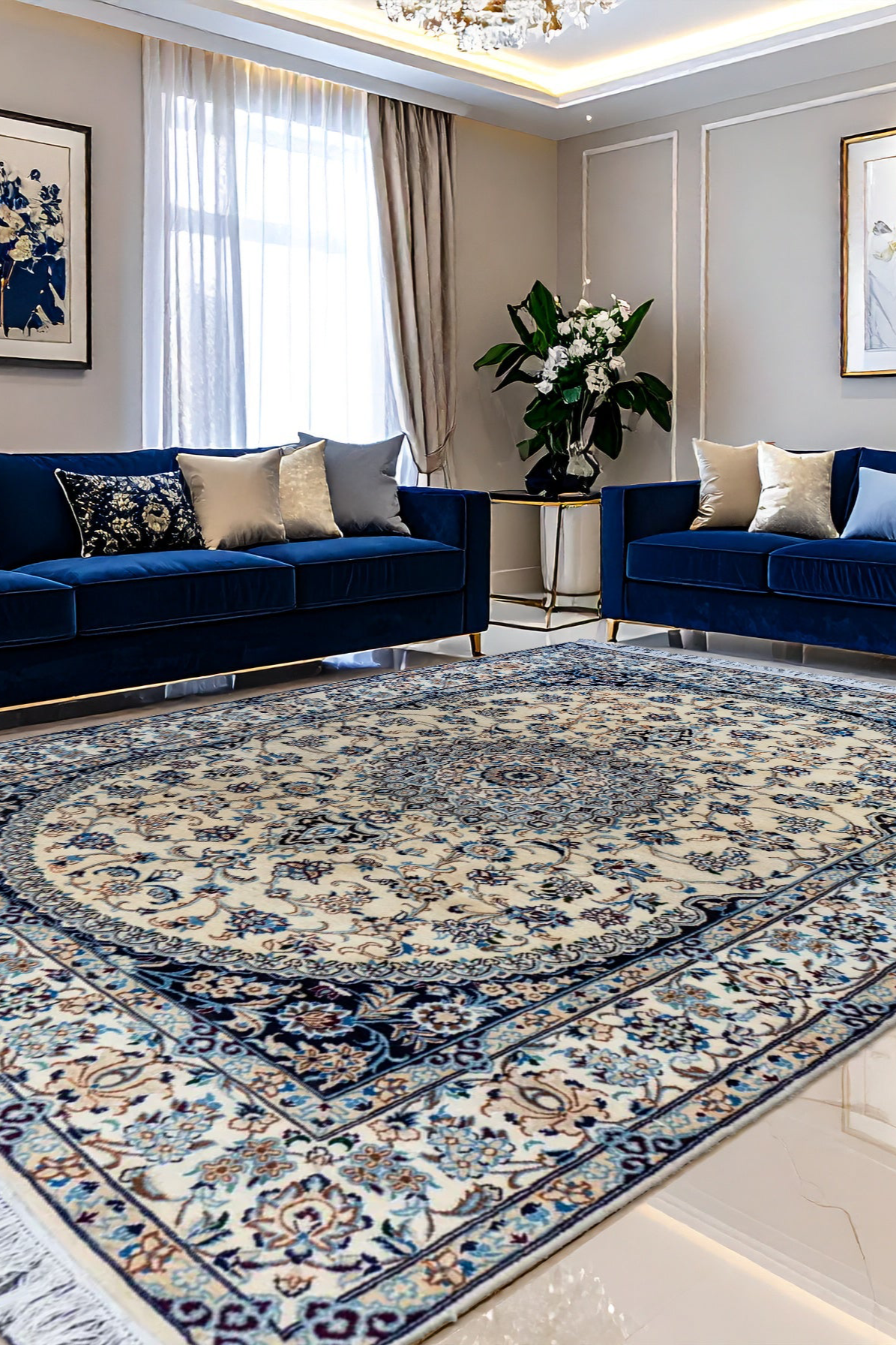 Nain Hand Knotted Wool & Silk Rug | 307x200 cms
