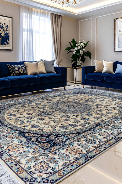 Nain Hand Knotted Wool & Silk Rug | 307x200 cms