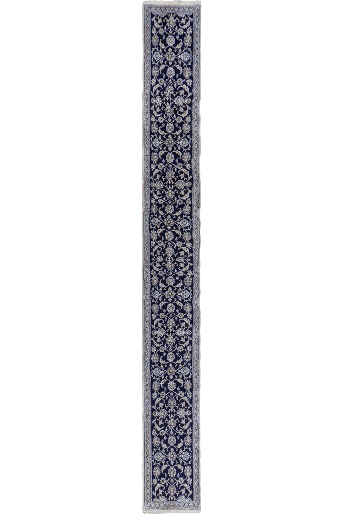 Nain Hand Knotted Wool & Silk Hallway Runner Rug 580x68cms