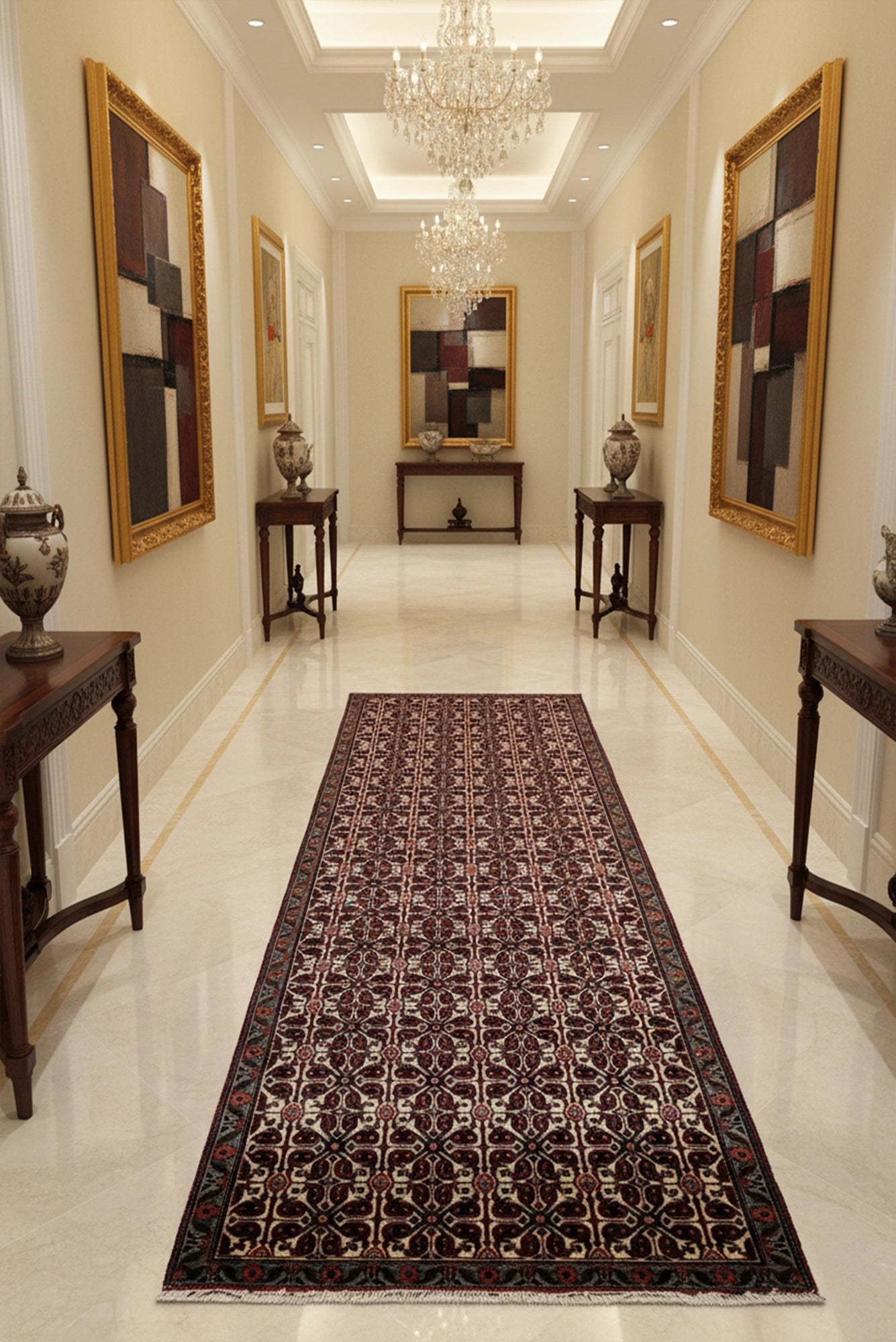 Seneh Persian Hand Knotted Rug - 288x93cm