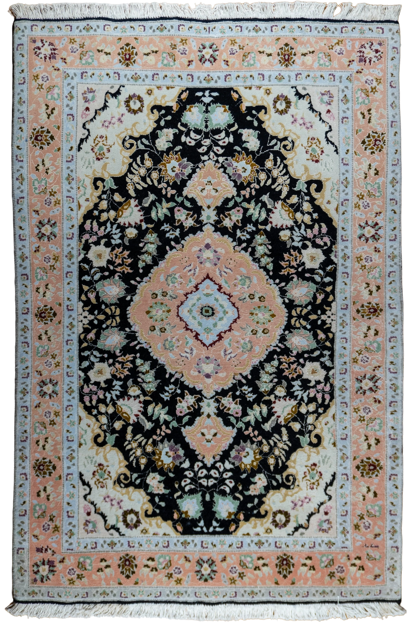 Tabriz Medallion Hand Knotted Wool & Silk Rug - 150x100 cm - 2