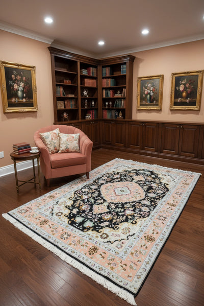 Tabriz Medallion Hand Knotted Wool & Silk Rug - 150x100 cm - 2