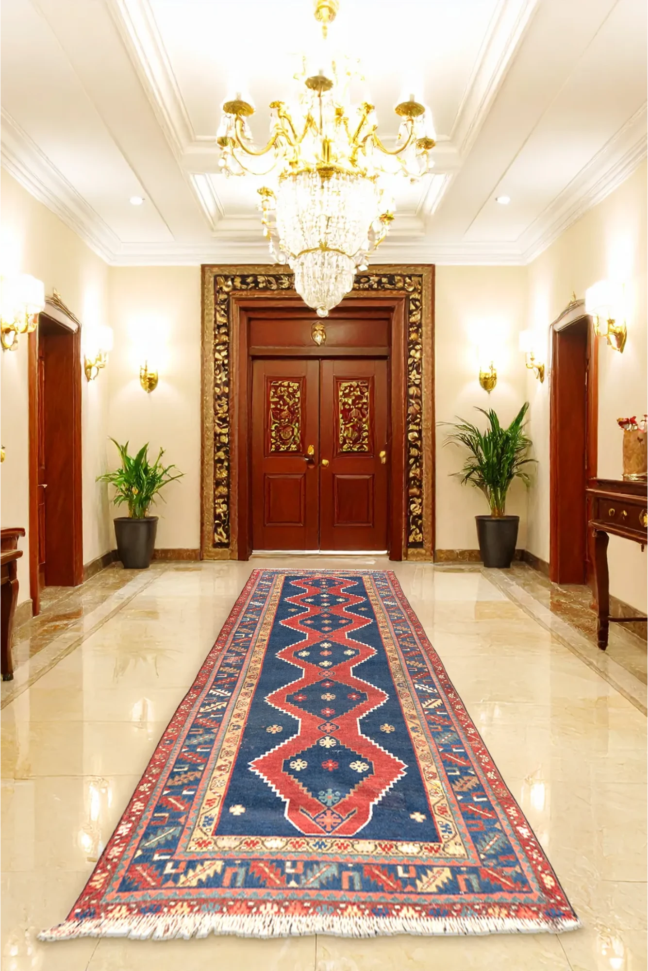 Russian Kazak Antique Wool Rug - 333x103cm