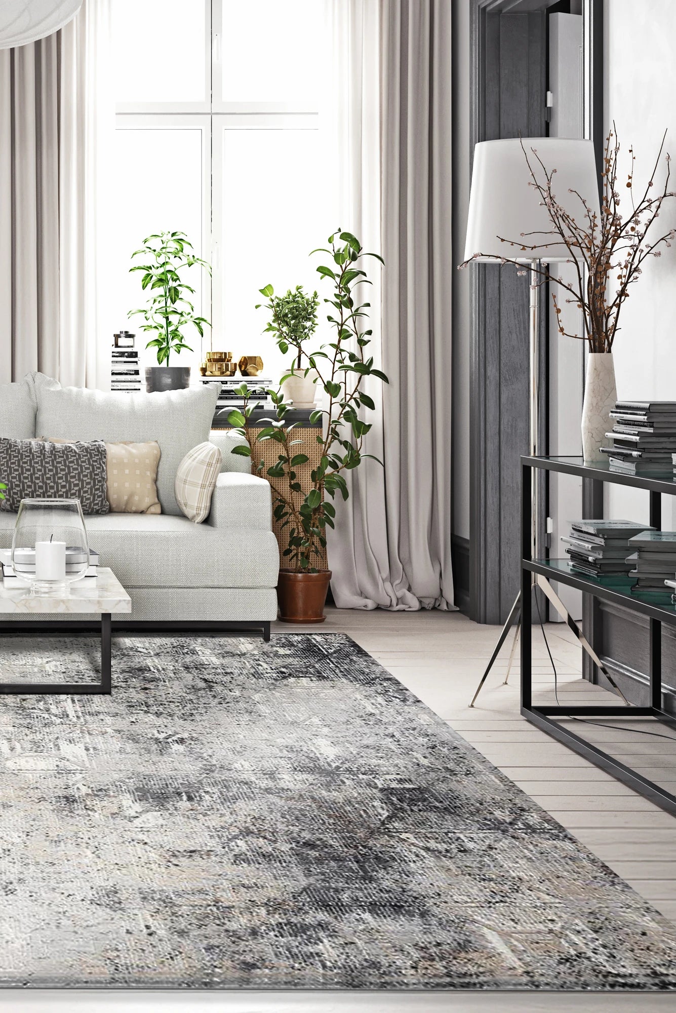 Soft Distressed Rug - 105 Grey
