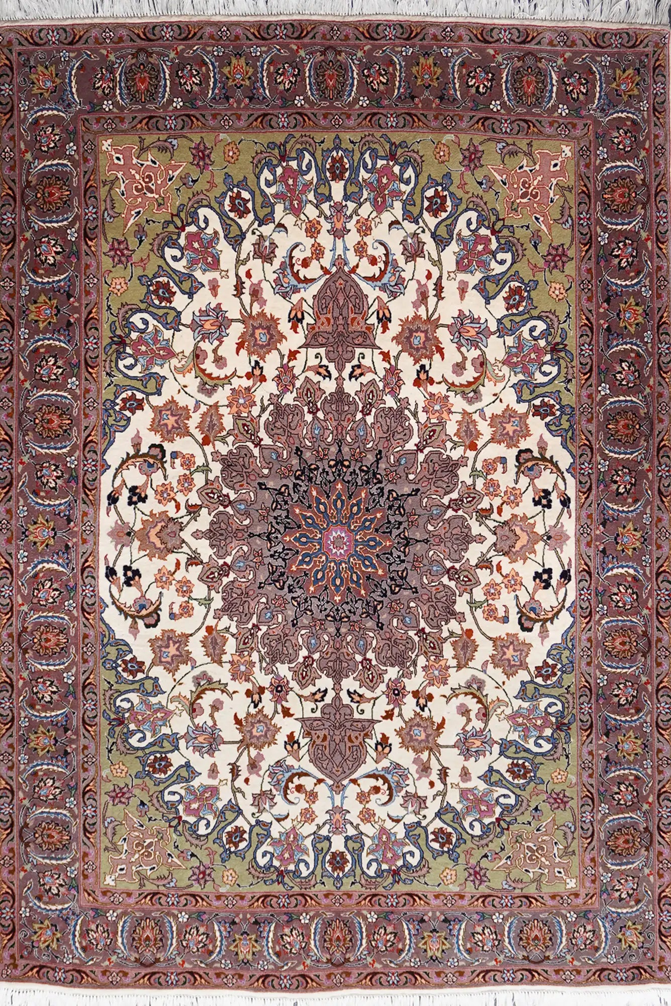 Tabriz Medallion Hand Knotted Wool Rug 207x155cm