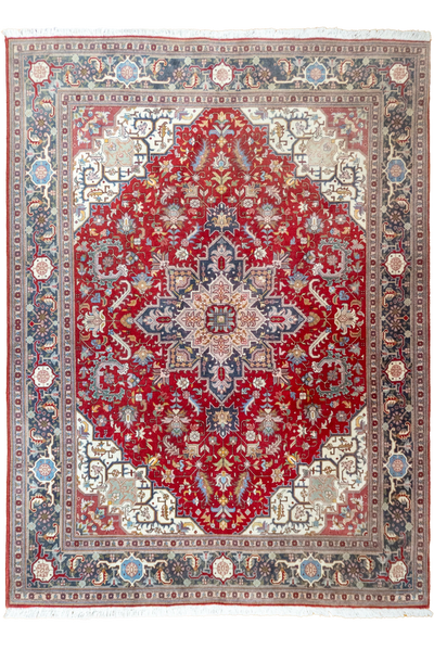 Tabriz Medallion Hand Knotted Wool & Silk Rug - 215x155 cm
