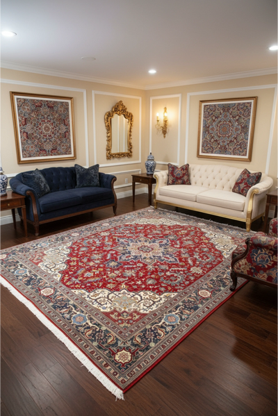 Tabriz Medallion Hand Knotted Wool & Silk Rug - 215x155 cm