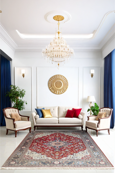 Tabriz Medallion Hand Knotted Wool & Silk Rug - 215x155 cm