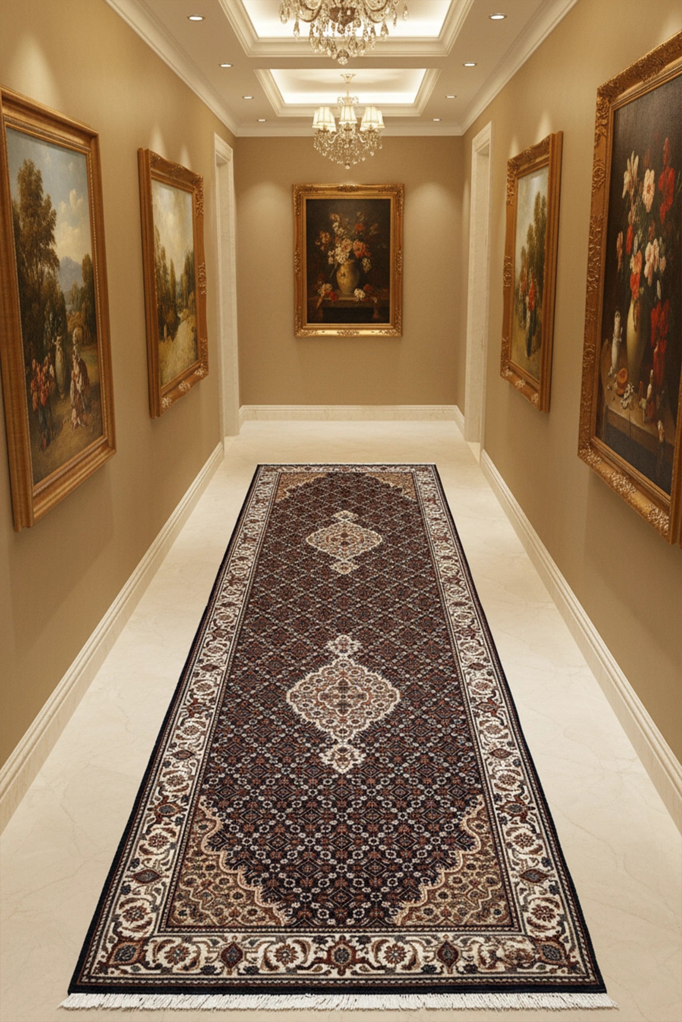 Tabriz Hand Knotted Hallway Runner - 249x82cm