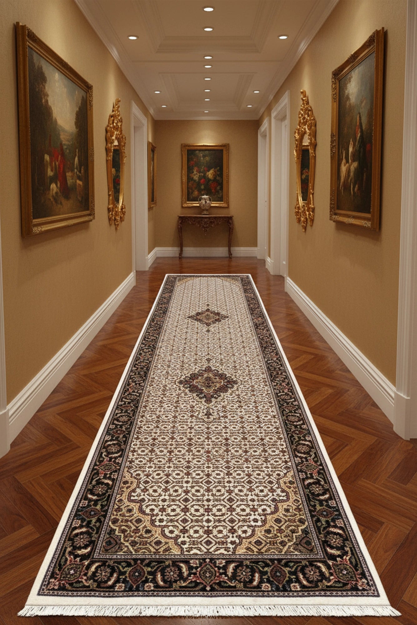 Tabriz Hand Knotted Hallway Runner - 257x73cm