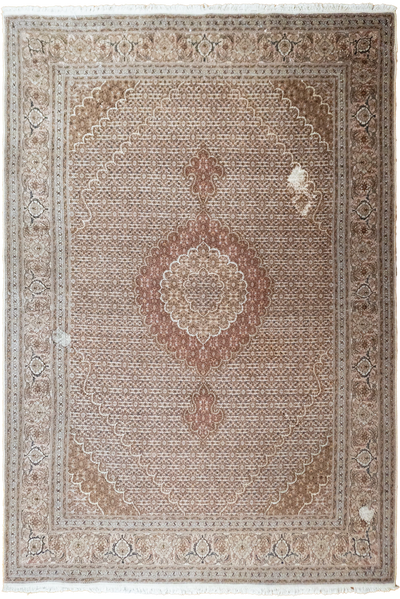 Tabriz Medallion Hand Knotted Wool & Silk Rug - 299x200 cm