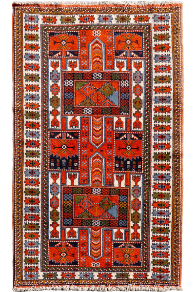 Uzbek Hand Knotted Wool Rug - 191x112 cm