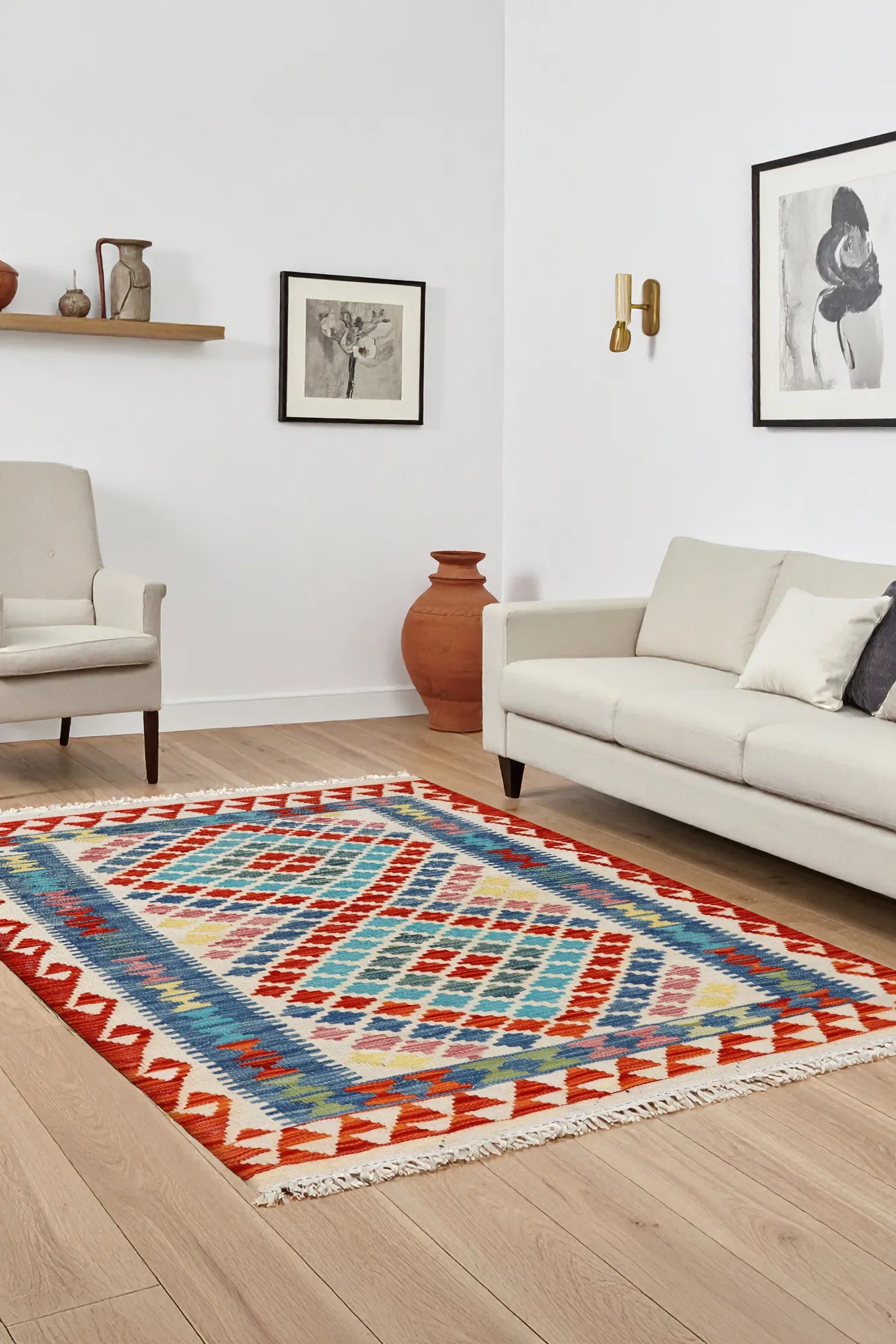 Afghan Kilim Zari Hand Knotted Rug - 154x98 cm