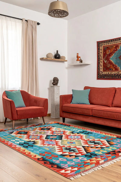 Afghan Kilim Zari Hand Knotted Rug - 153x97 cm