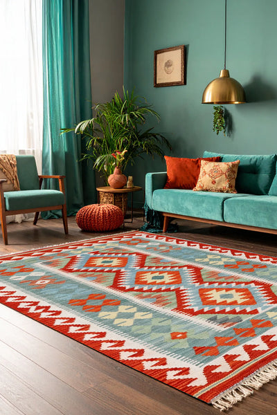 Afghan Kilim Zari Hand Knotted Rug - 153x99 cm